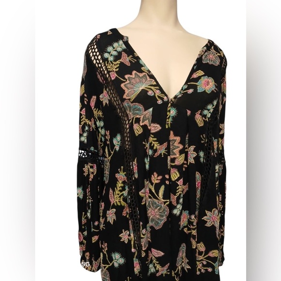 Free People Black and Pink Floral Tunic - Picture 9 of 16